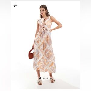 NWT ASOS travel print maxi dress with bow detail
